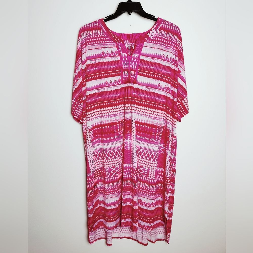 Secret Treasures Aztec Southwest Print Lounge T-shirt Dress Kaftan Nightgown, 3X